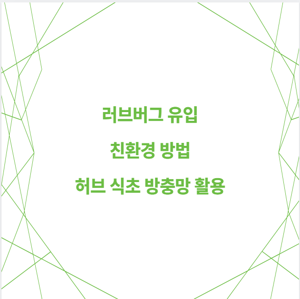 러브버그 유입 친환경 방법 허브 식초 방충망 활용